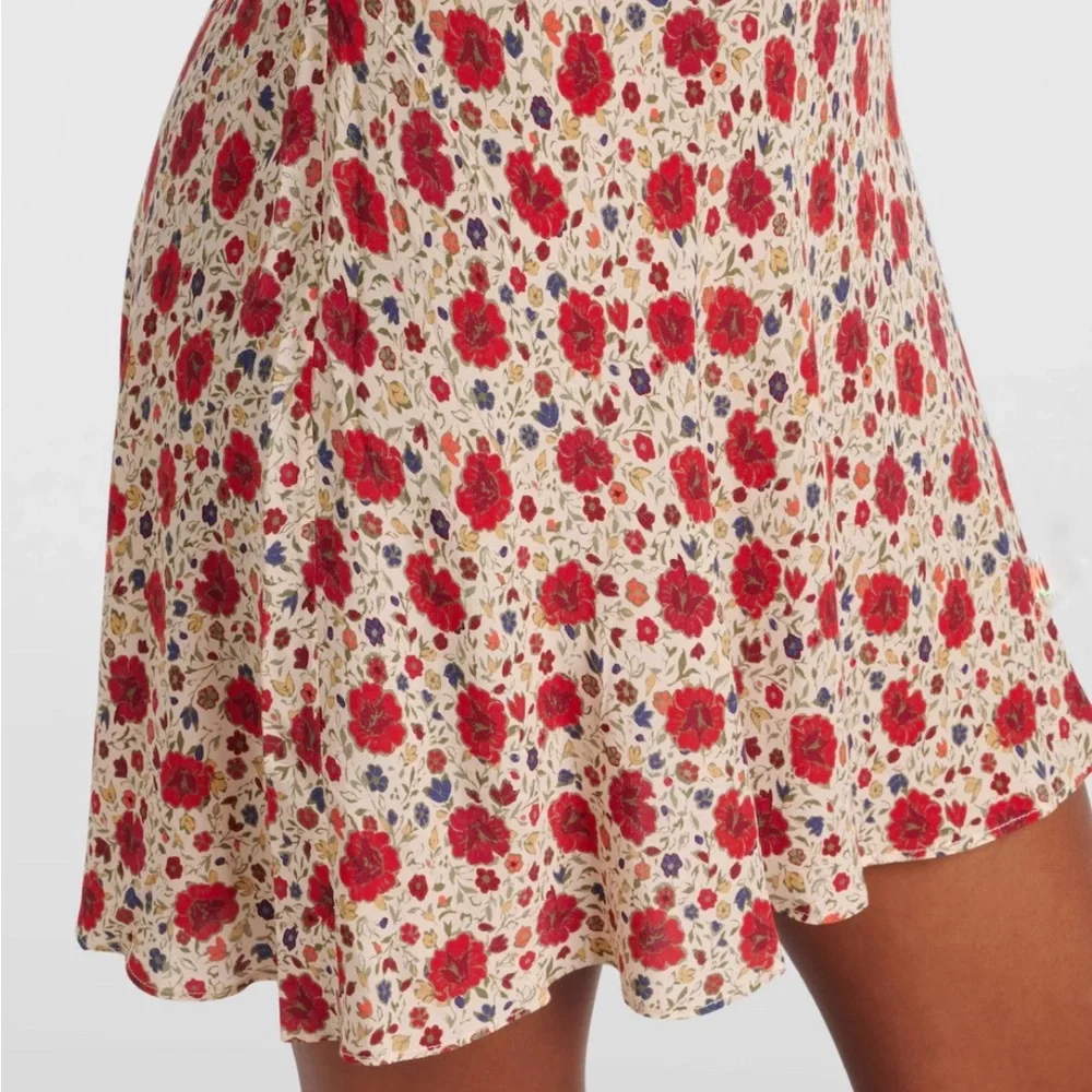 RIXO lace trimmed Floral Red and Cream miniDress NEW - Picture 9 of 15